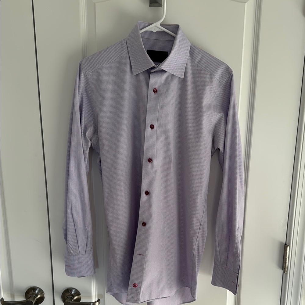 David Donahue Purple Dress Shirt Long Sleeve Slim Fit